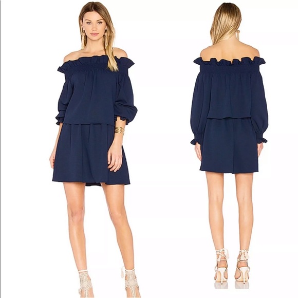 Diane Von Furstenberg Dresses & Skirts - DVF Georgie navy blue off shoulder dress sz medium